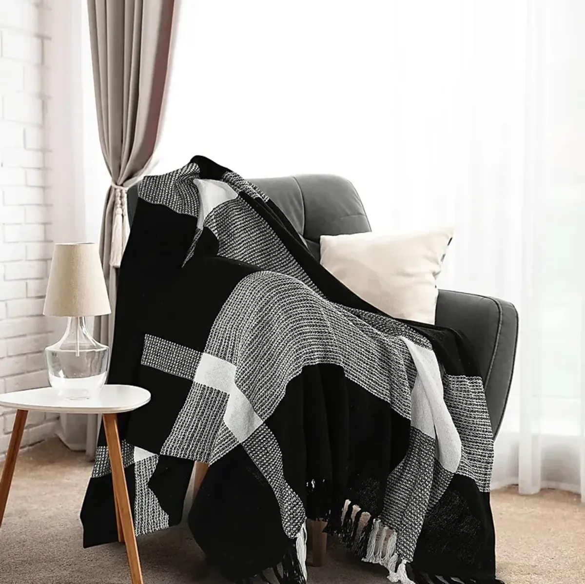 Novajoy Black Throw Blanket