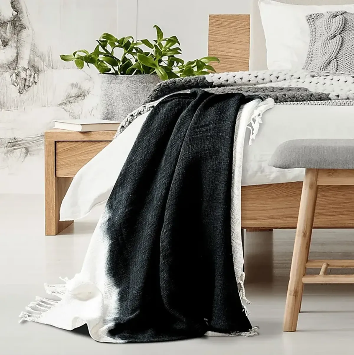 Jewel Row Black Throw Blanket