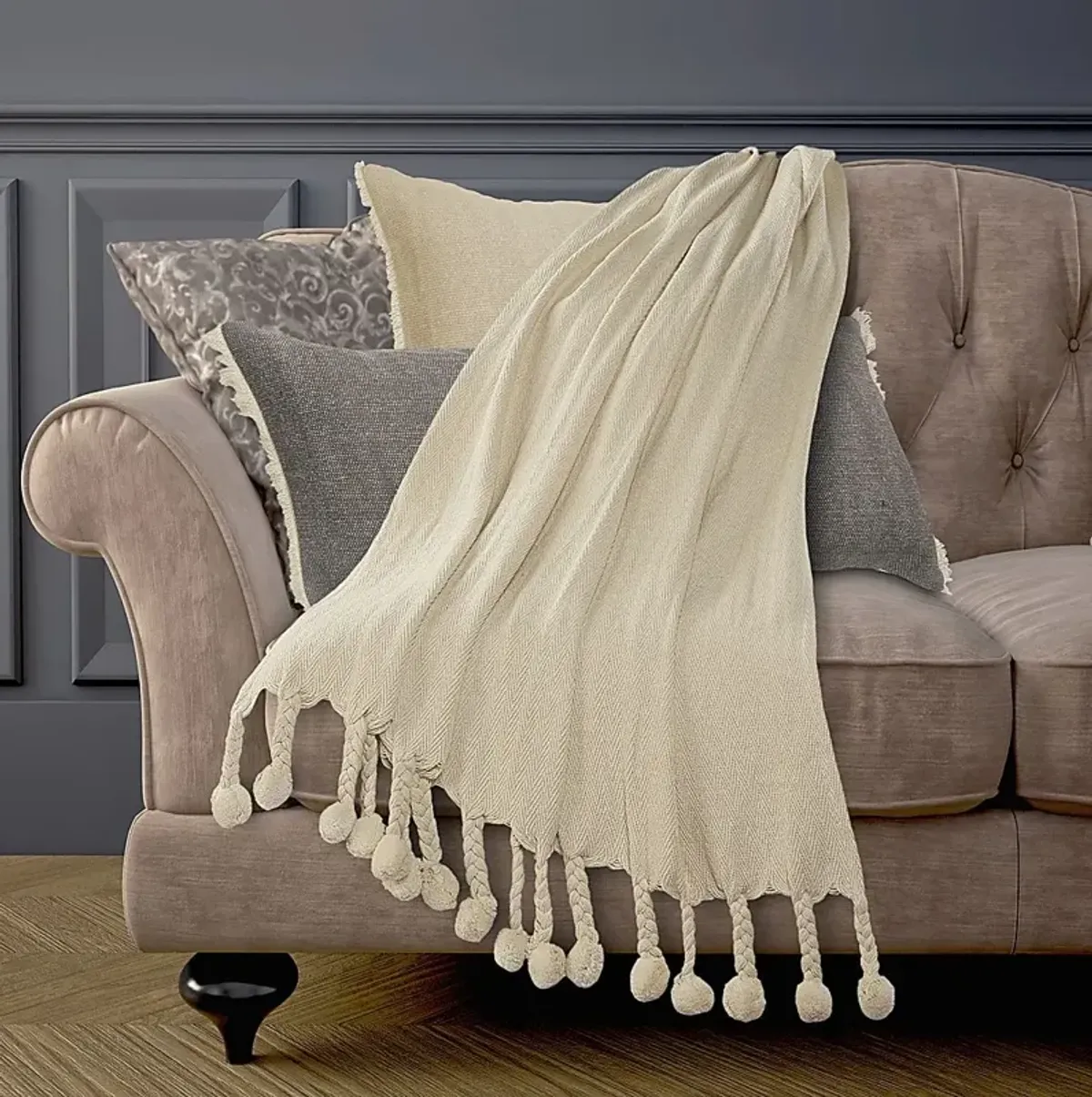 Crossmar Cream Throw Blanket