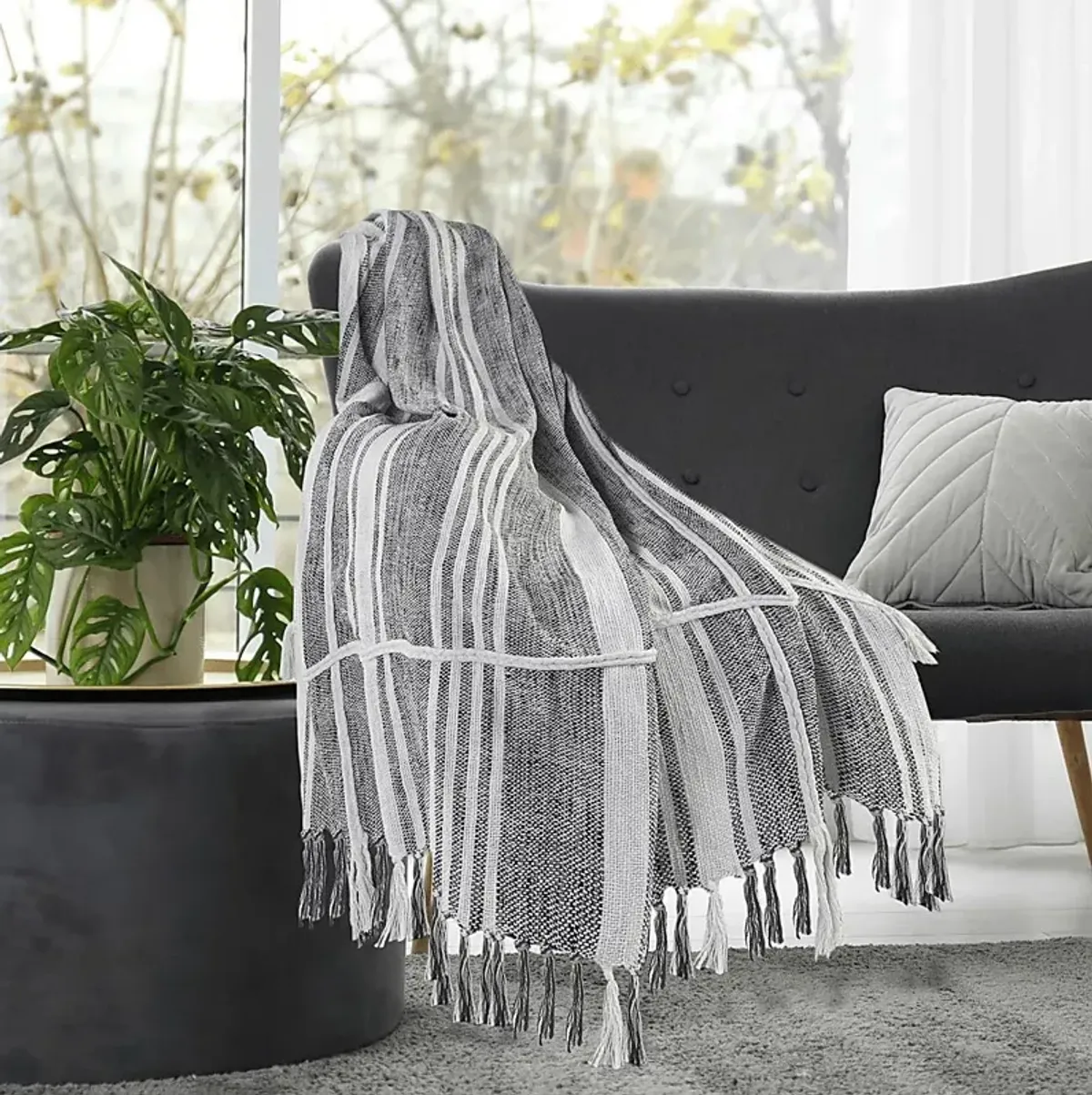 Oxwell Gray Throw Blanket