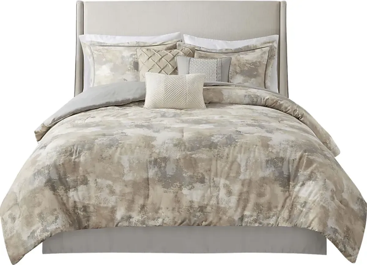 Sophora Gray 7 Pc Queen Comforter Set