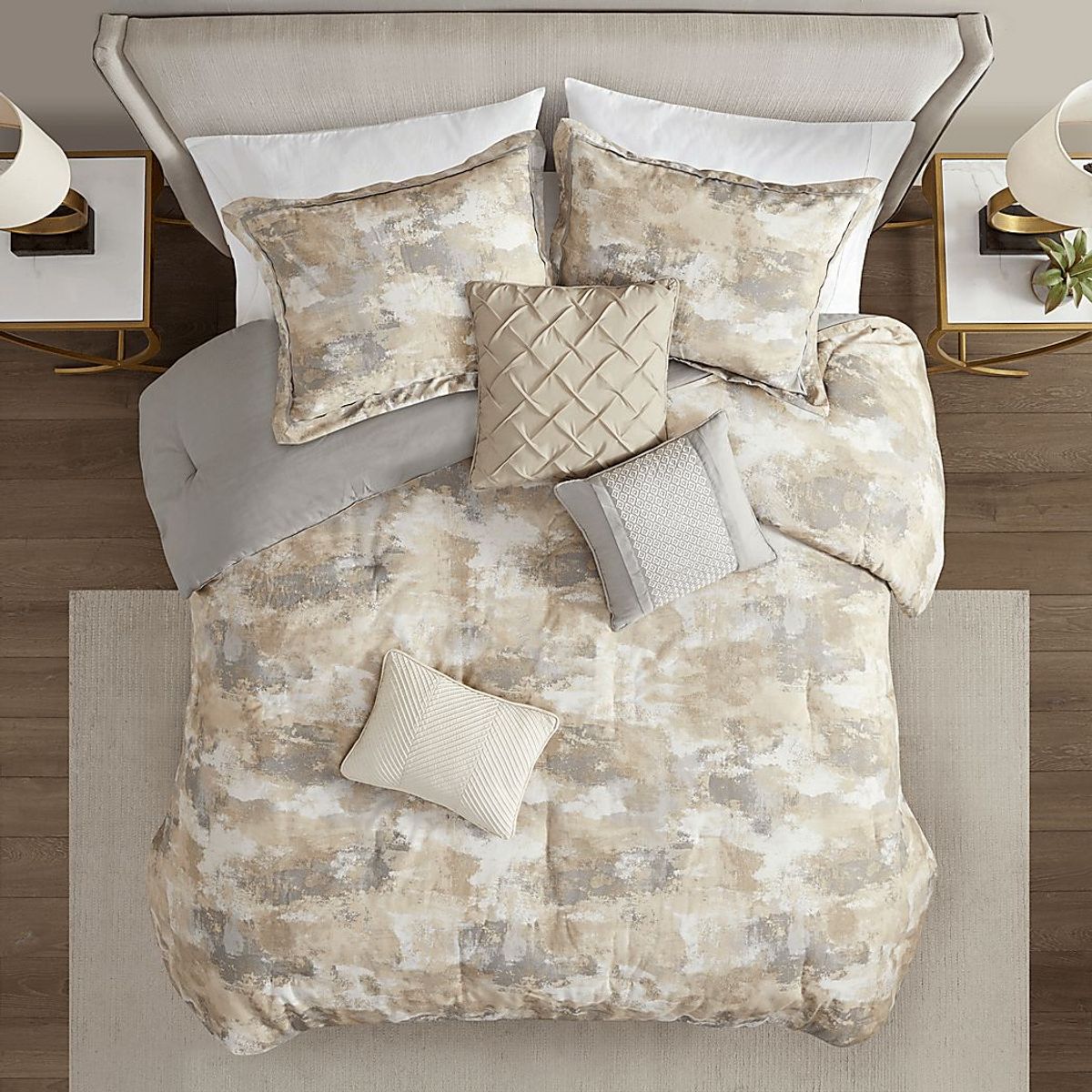 Sophora Gray 7 Pc Queen Comforter Set