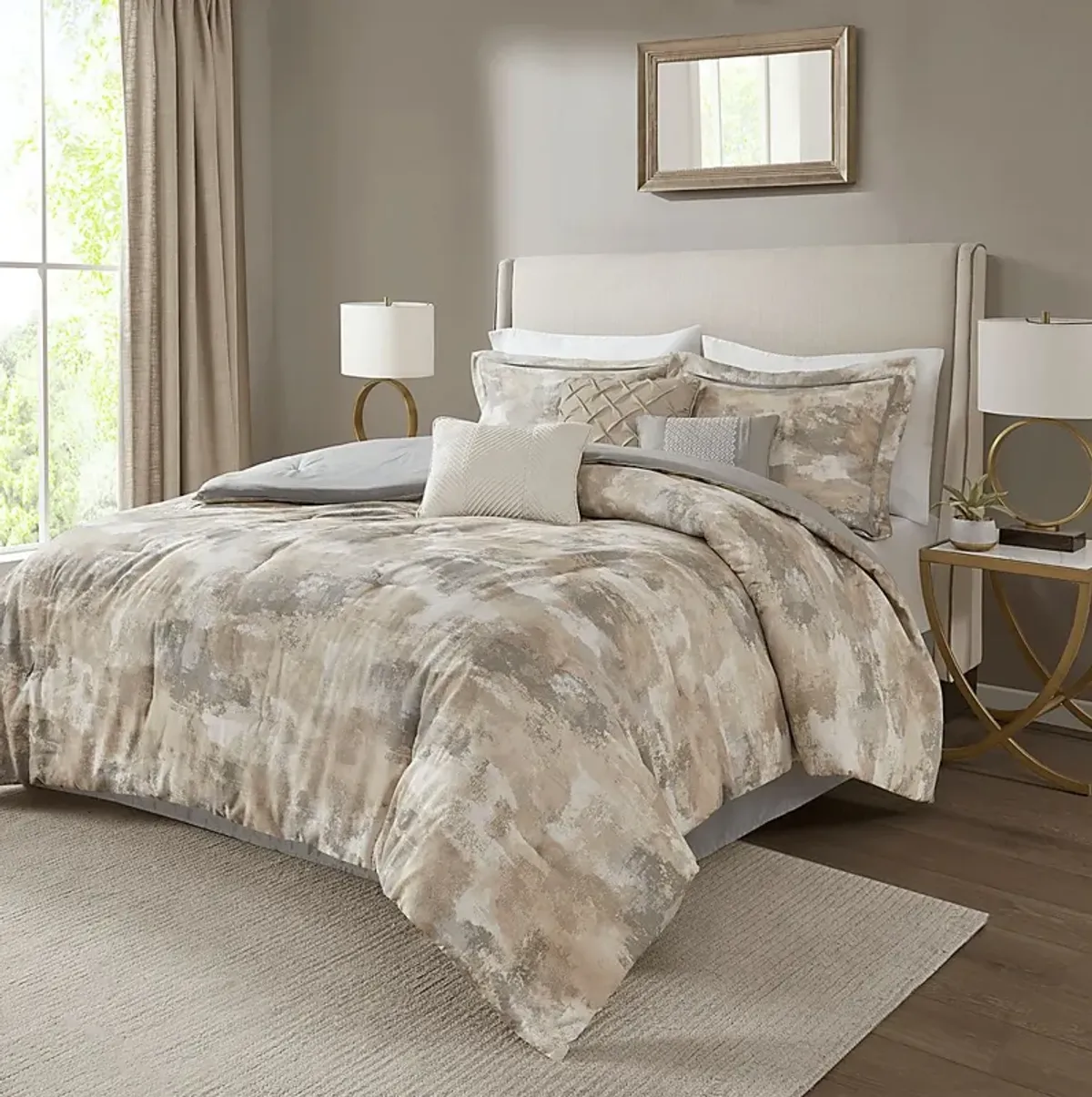 Sophora Gray 7 Pc Queen Comforter Set