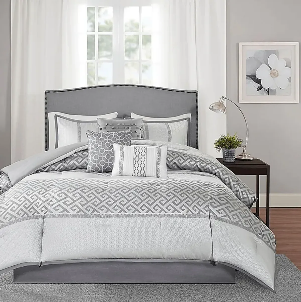 Texella Gray 7 Pc Queen Comforter Set