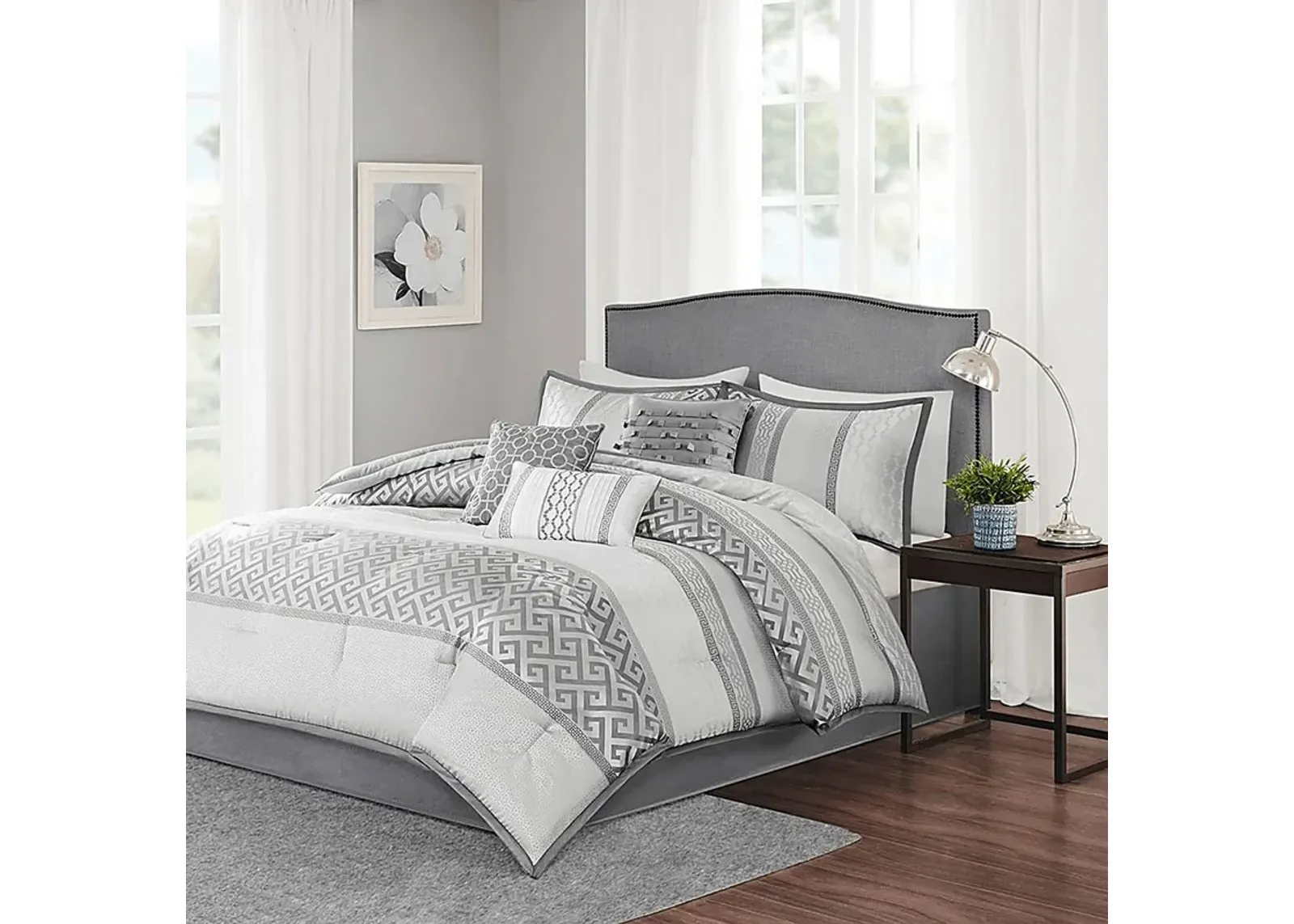 Texella Gray 7 Pc Queen Comforter Set