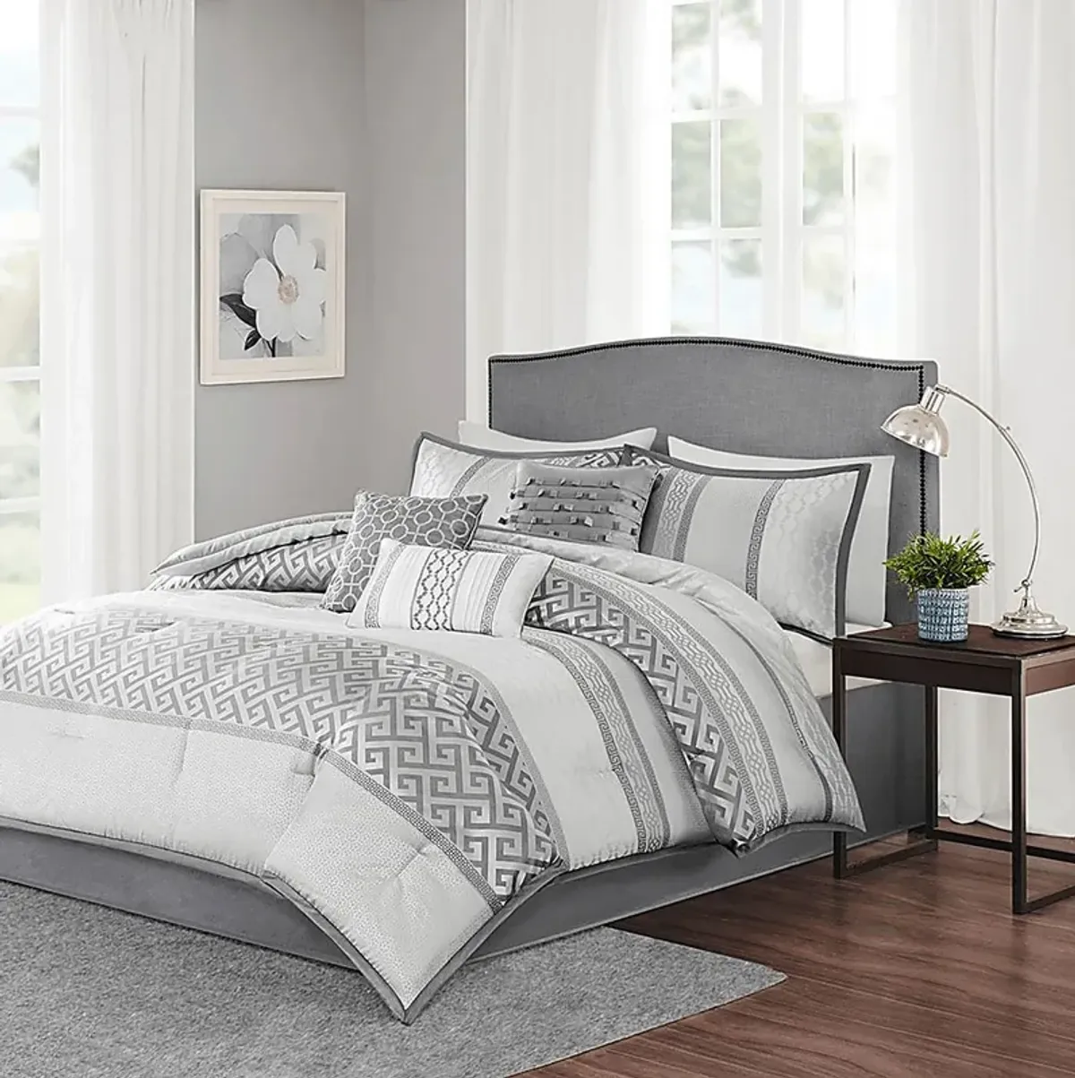 Texella Gray 7 Pc Queen Comforter Set