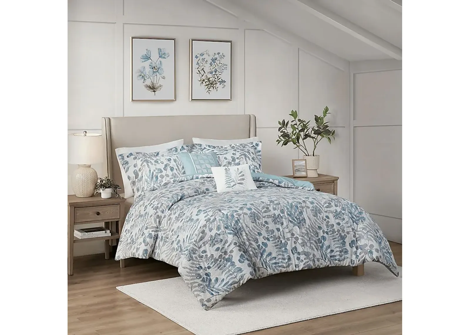 Alomost Blue 5 Pc Full/Queen Comforter Set