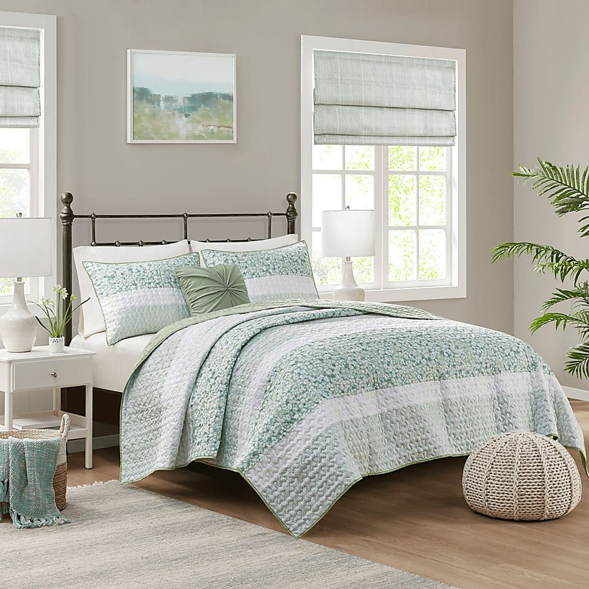 Chapote Green 4 Pc King/California King Quilt Set