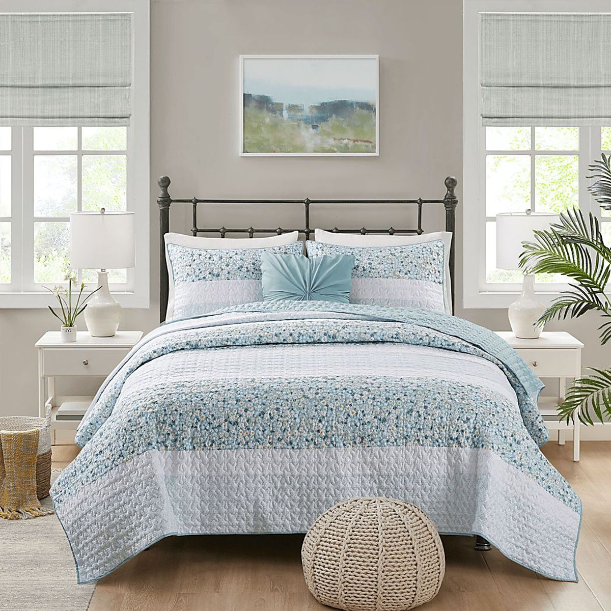 Chapote Blue 4 Pc Full/Queen Quilt Set