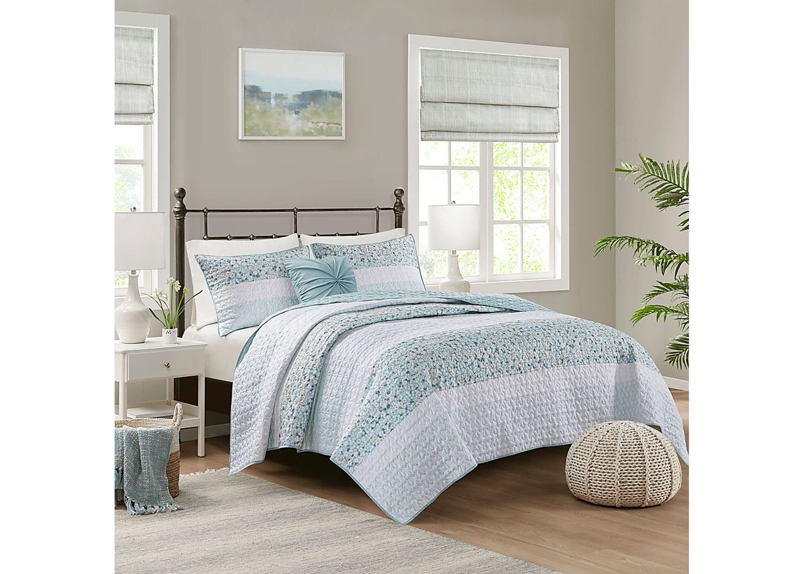 Chapote Blue 4 Pc Full/Queen Quilt Set