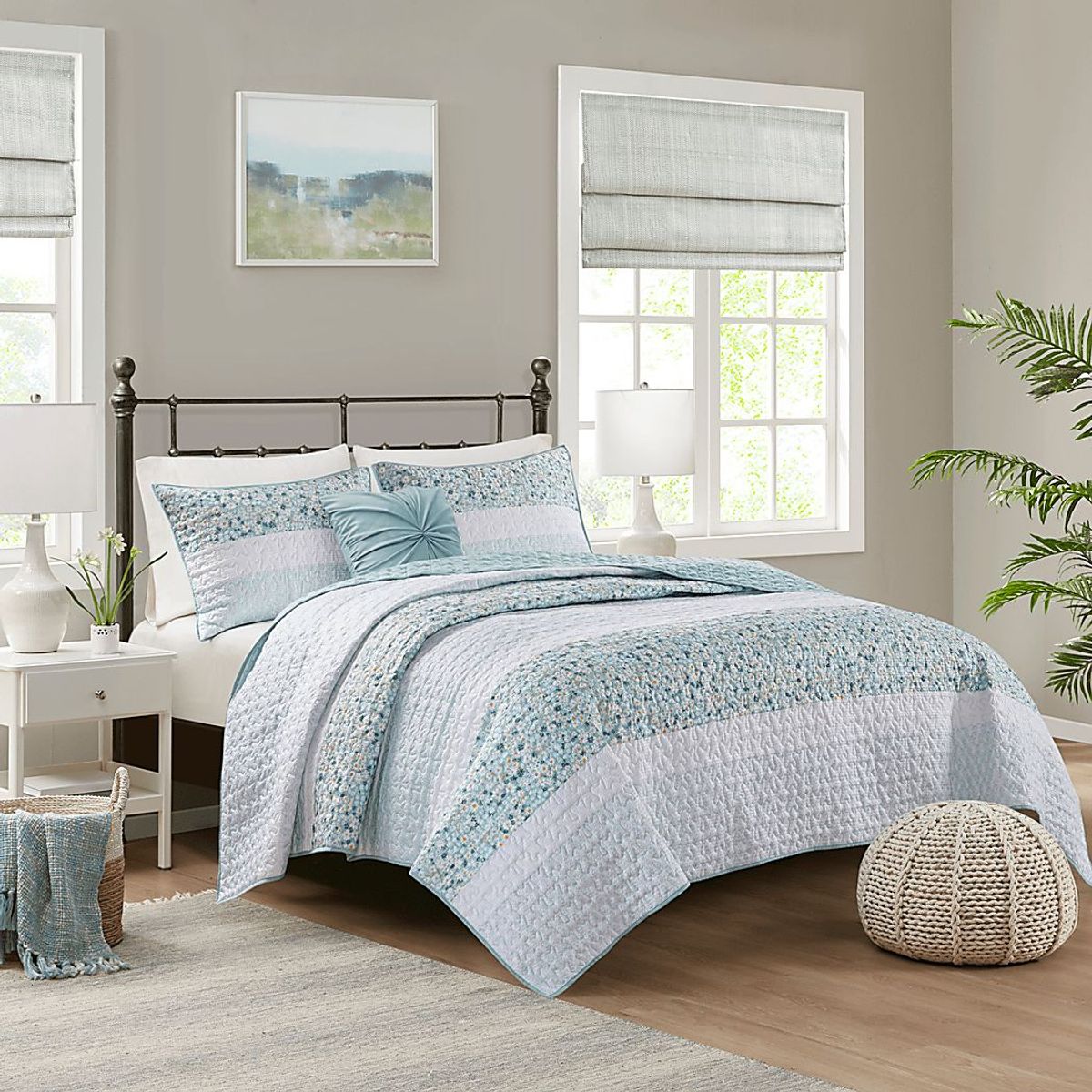 Chapote Blue 4 Pc Full/Queen Quilt Set