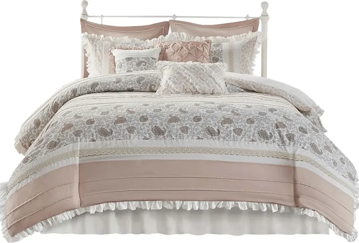 Marjory Blush 9 Pc Queen Comforter Set