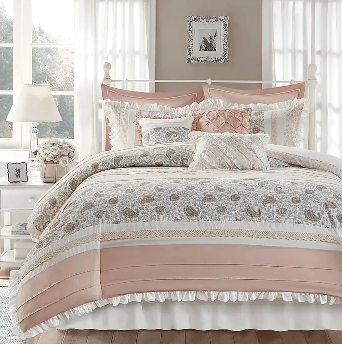 Marjory Blush 9 Pc Queen Comforter Set