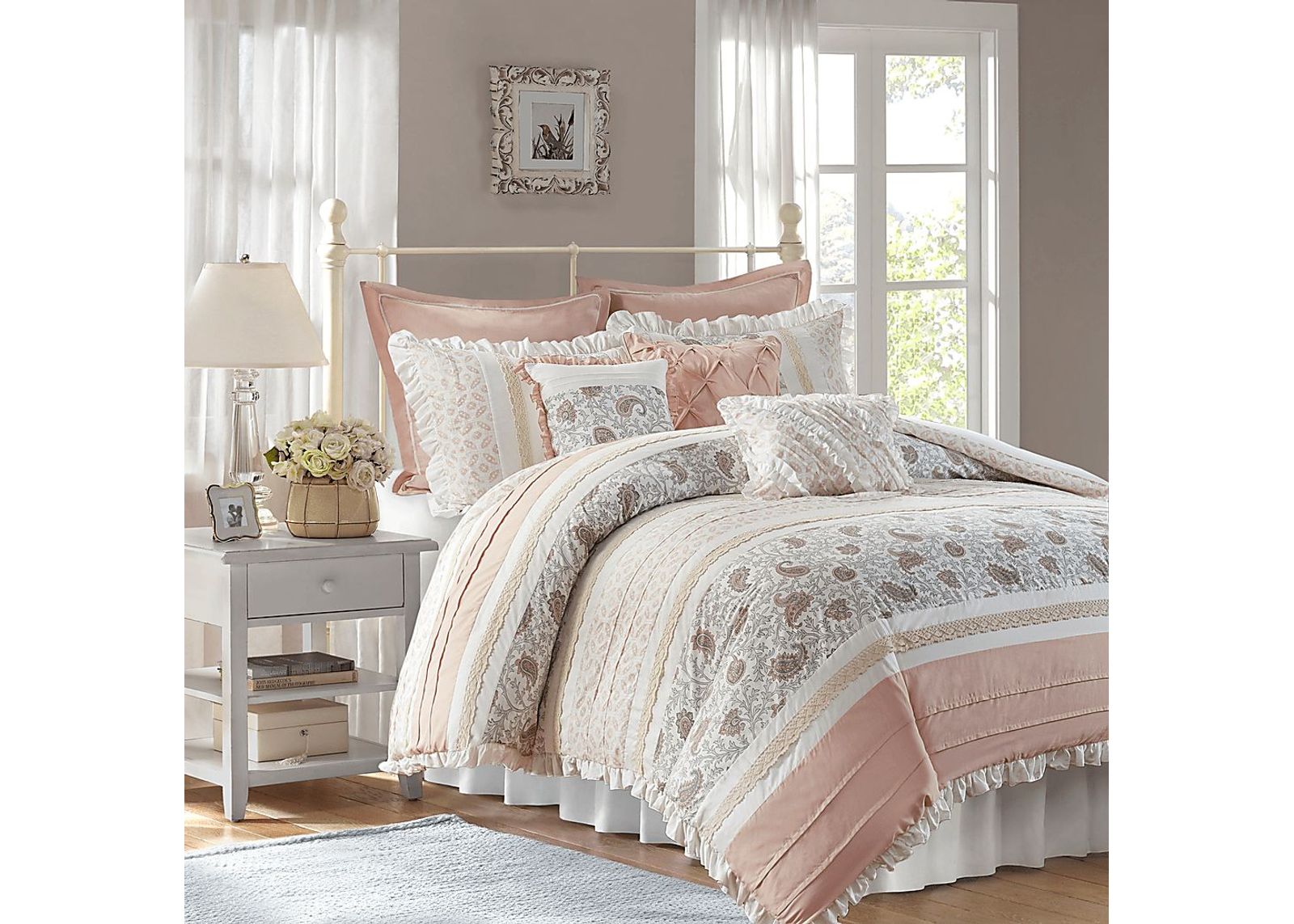 Marjory Blush 9 Pc Queen Comforter Set