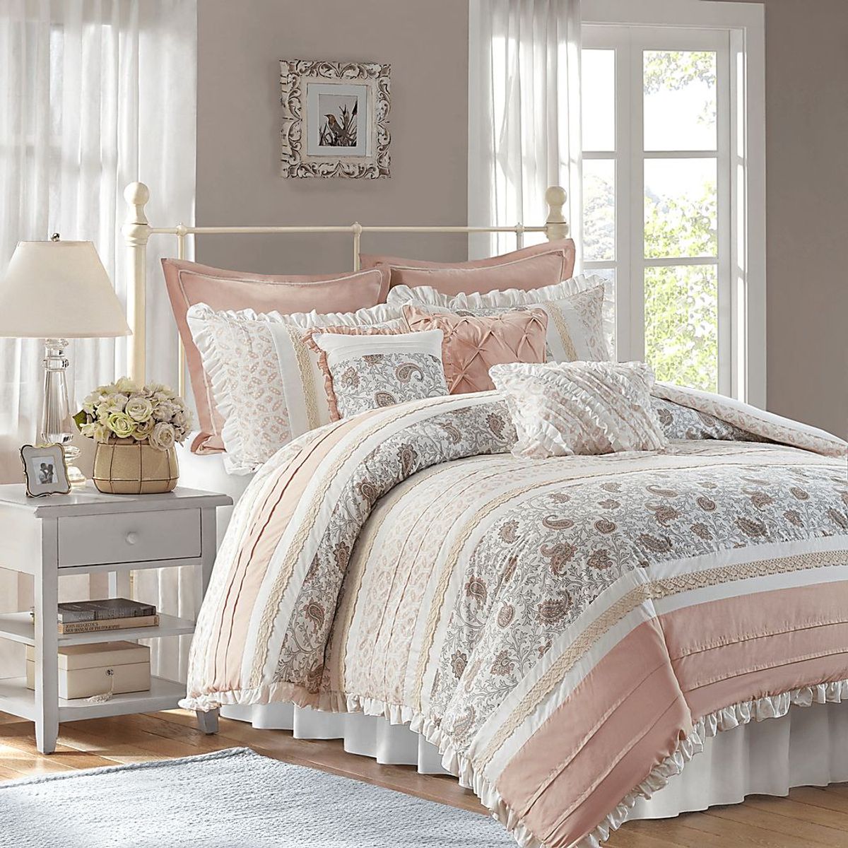 Marjory Blush 9 Pc Queen Comforter Set