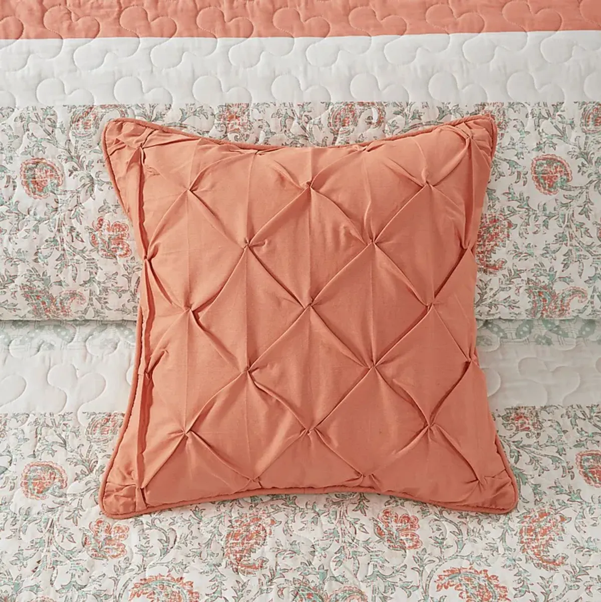 Marjory Coral 6 Pc Full/Queen Quilt Set