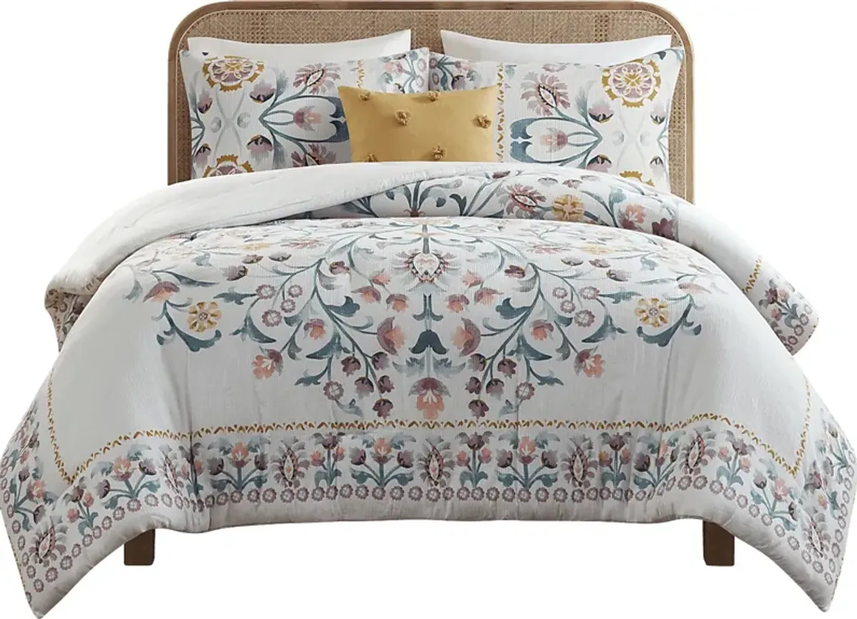 Troywood White 4 Pc Full/Queen Comforter Set