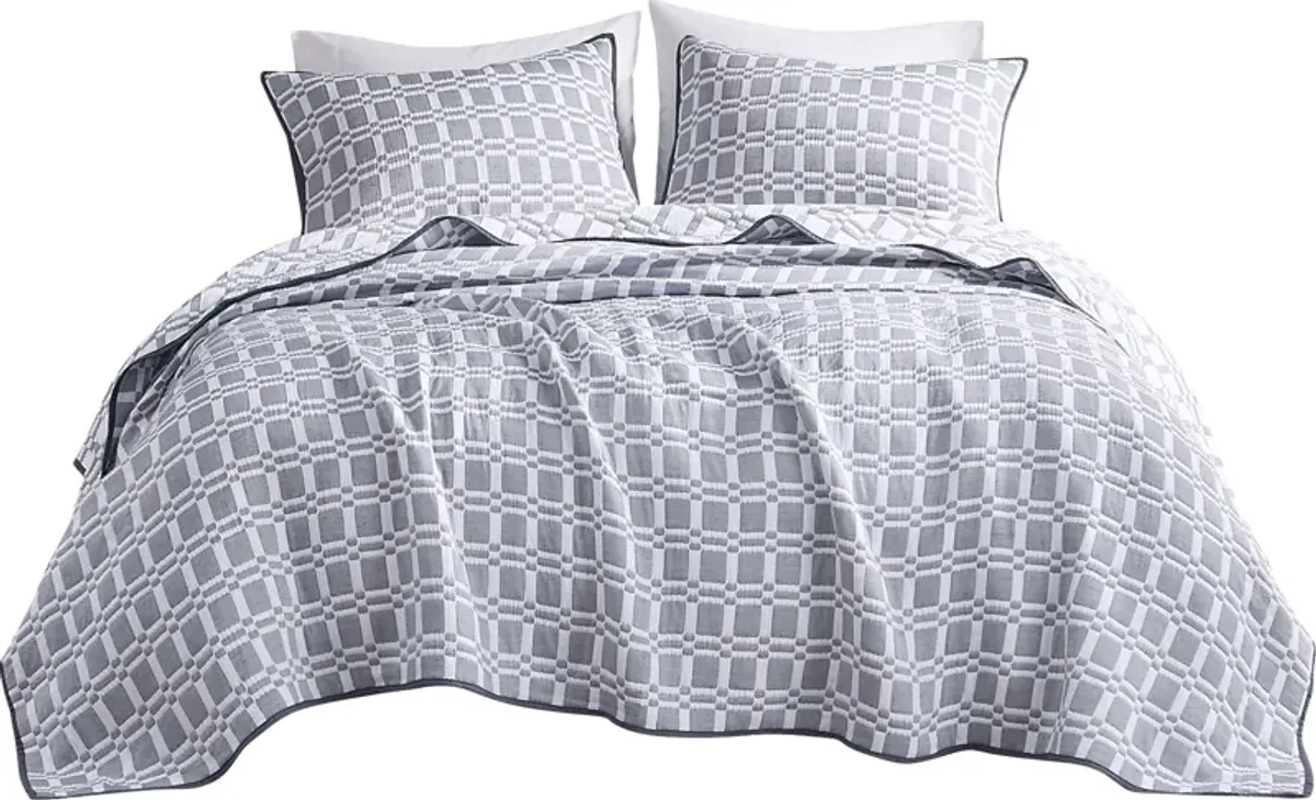 Viriole Gray 3 Pc Full/Queen Coverlet Set