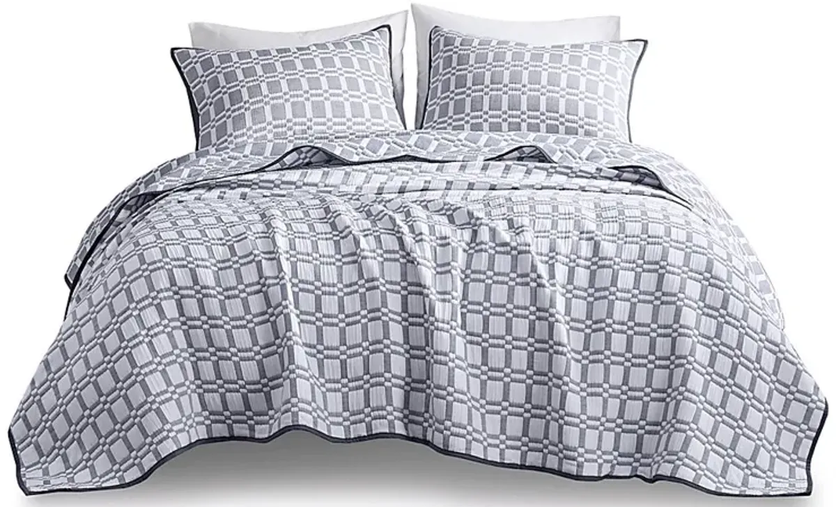 Viriole Gray 3 Pc Full/Queen Coverlet Set