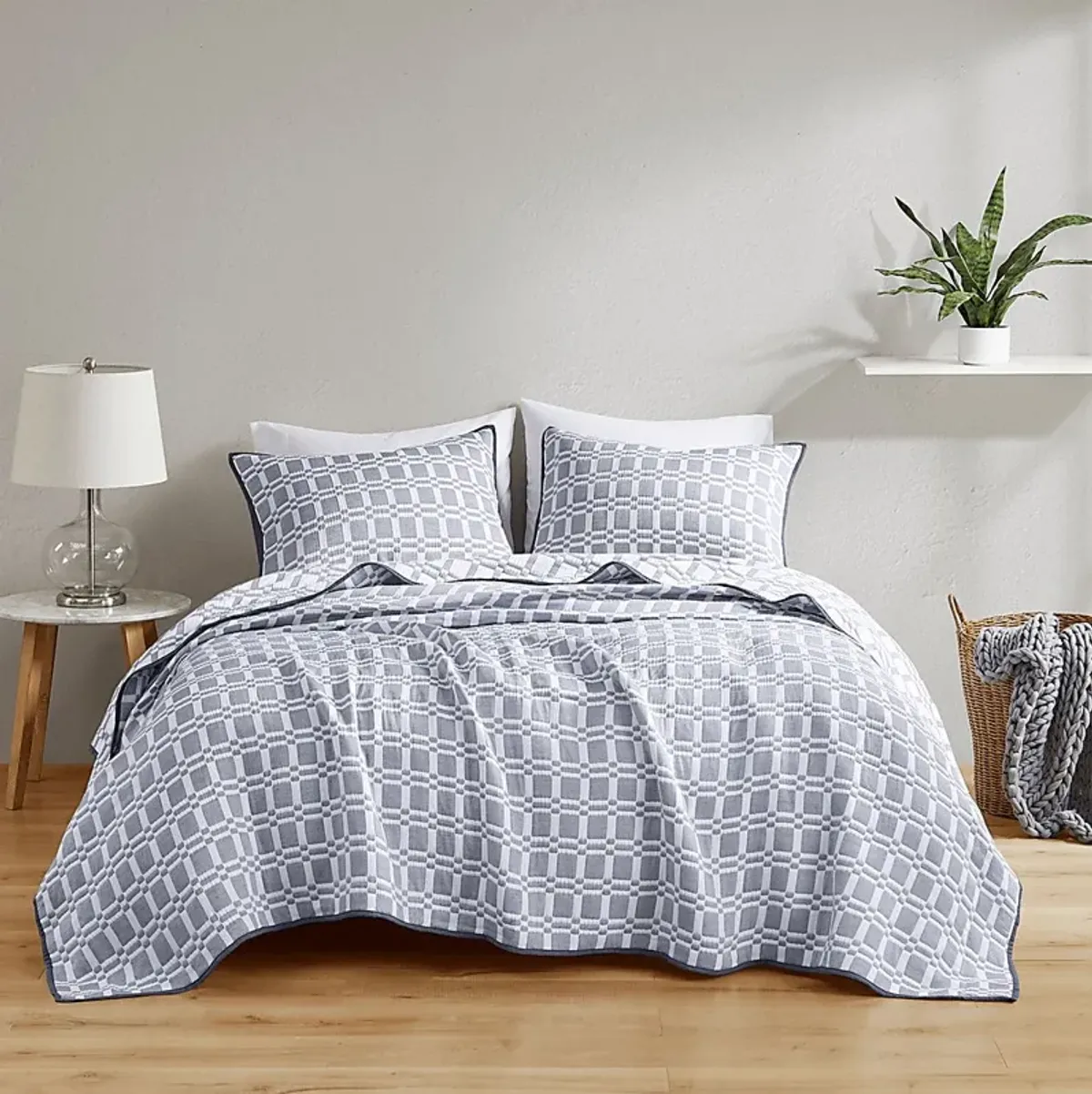 Viriole Gray 3 Pc Full/Queen Coverlet Set