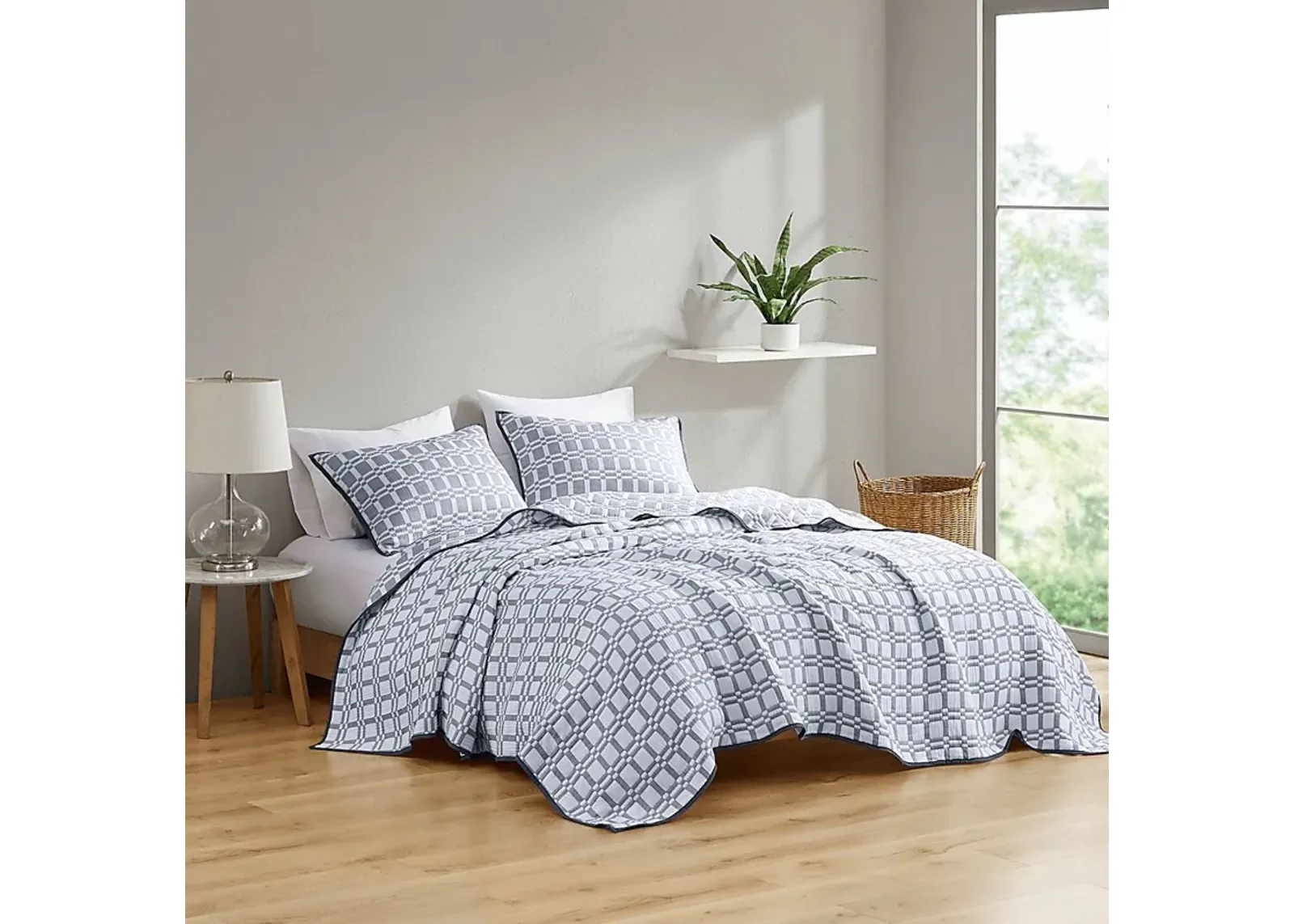 Viriole Gray 3 Pc Full/Queen Coverlet Set