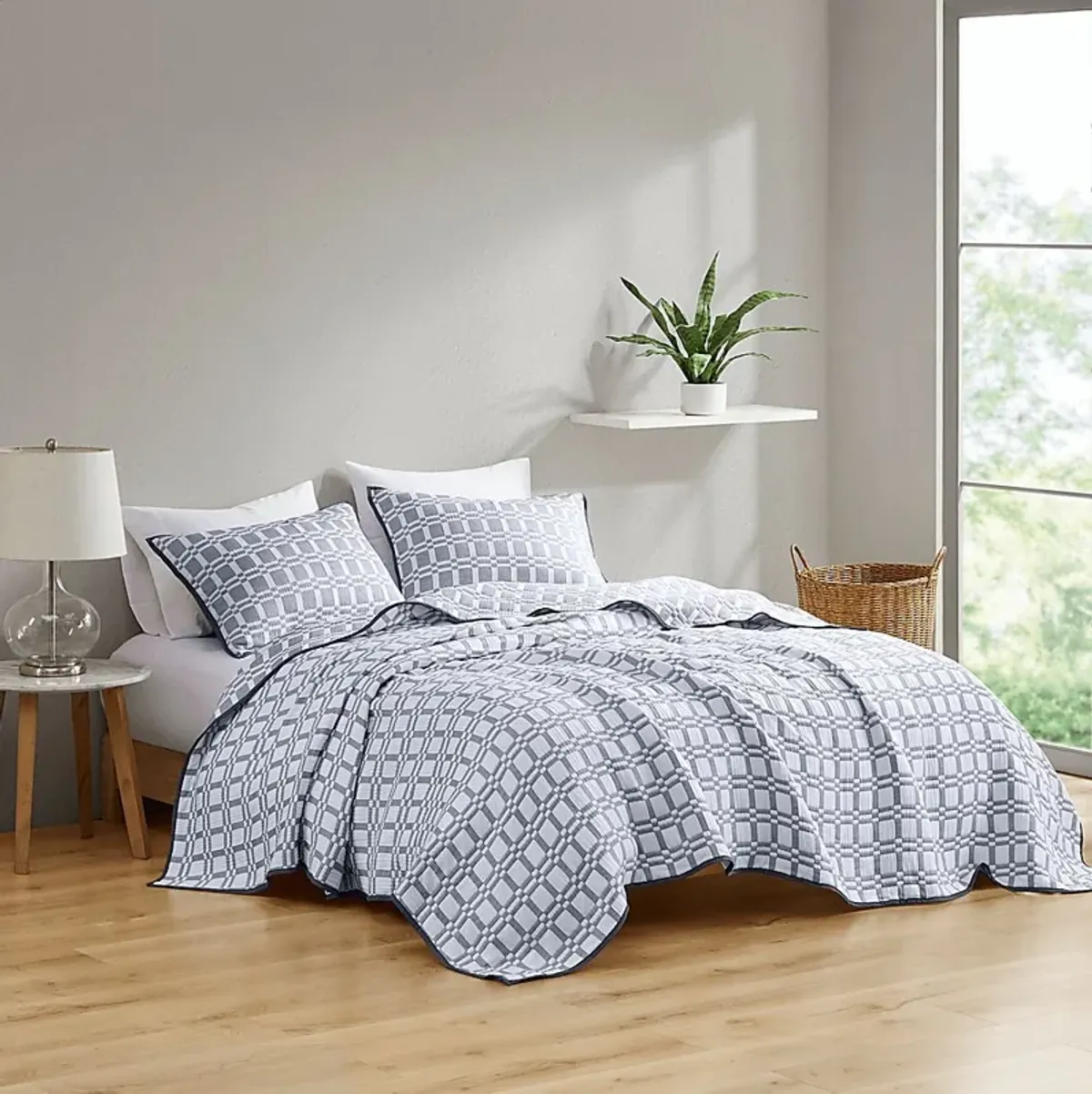 Viriole Gray 3 Pc Full/Queen Coverlet Set