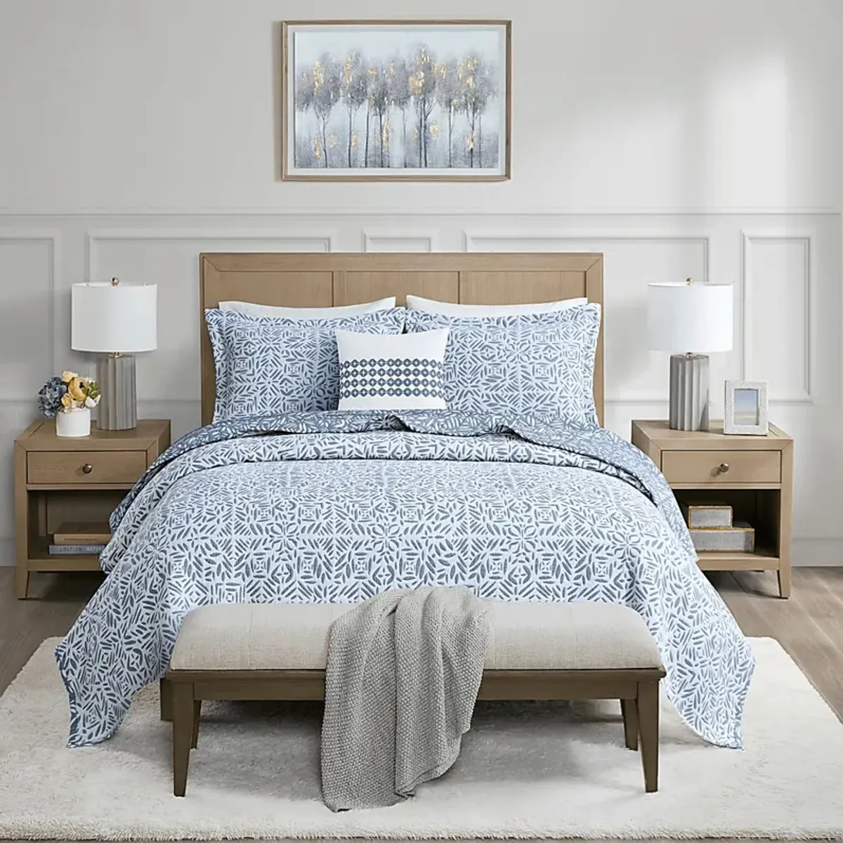 Washmon Blue 4 Pc Full/Queen Coverlet Set