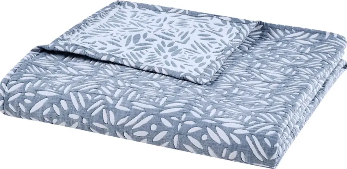 Washmon Blue 4 Pc Full/Queen Coverlet Set