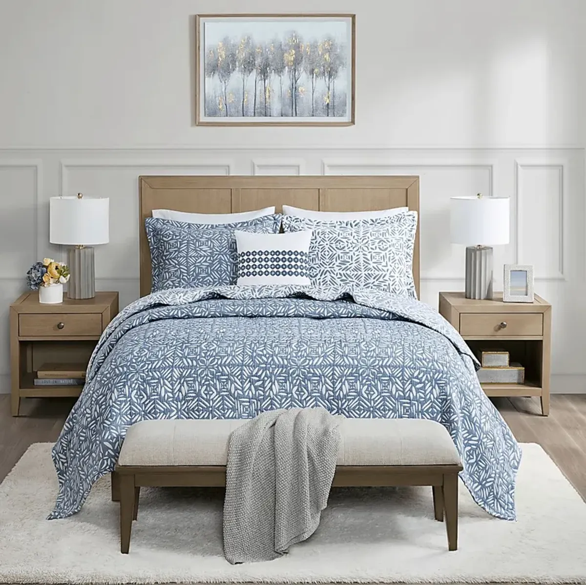 Washmon Blue 4 Pc Full/Queen Coverlet Set