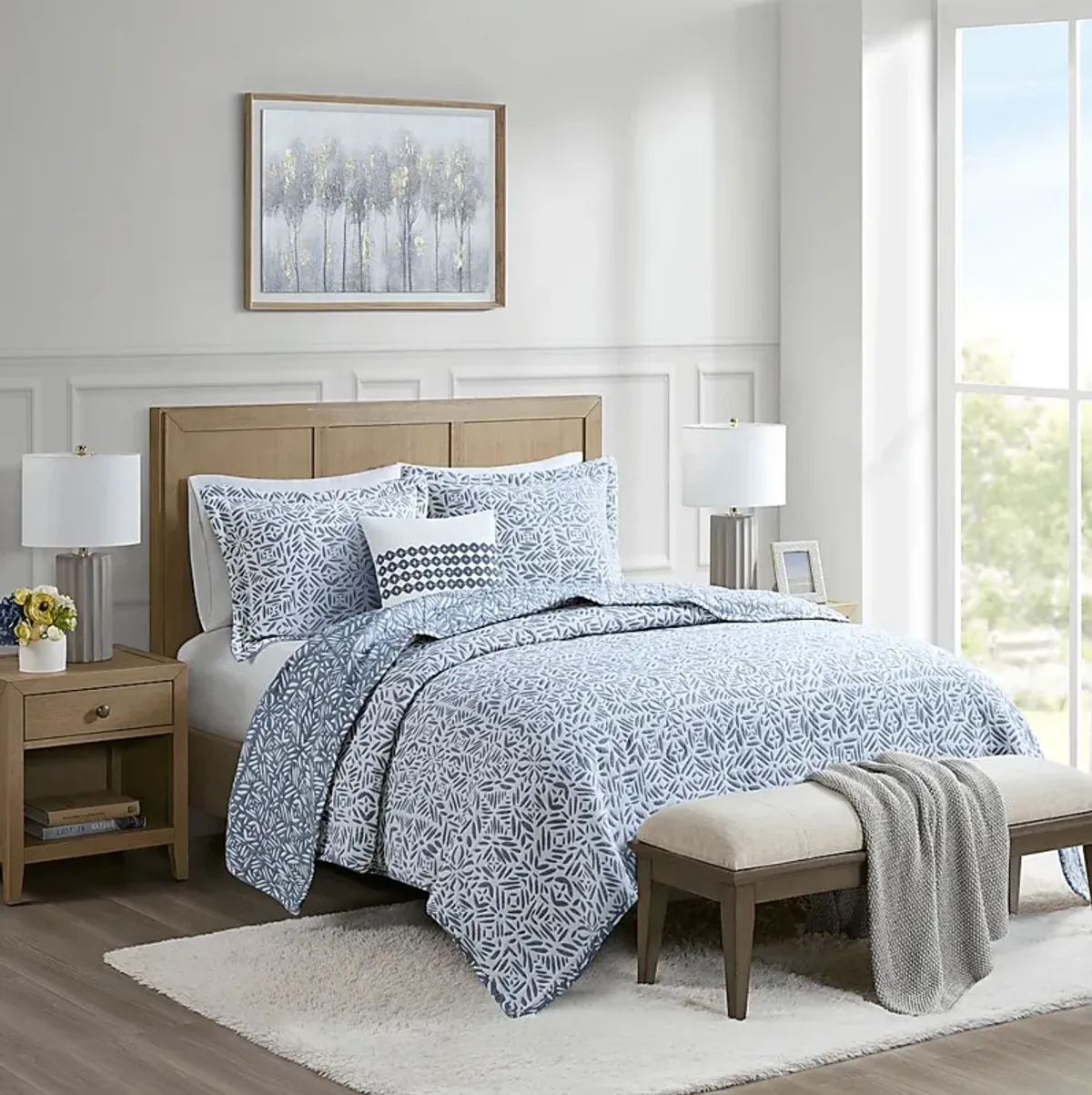 Washmon Blue 4 Pc Full/Queen Coverlet Set