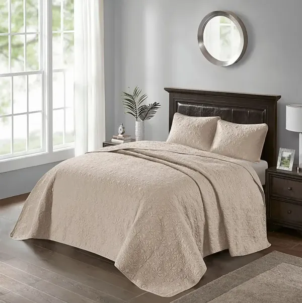 Toyah Brown 3 Pc Queen Bedspread Set