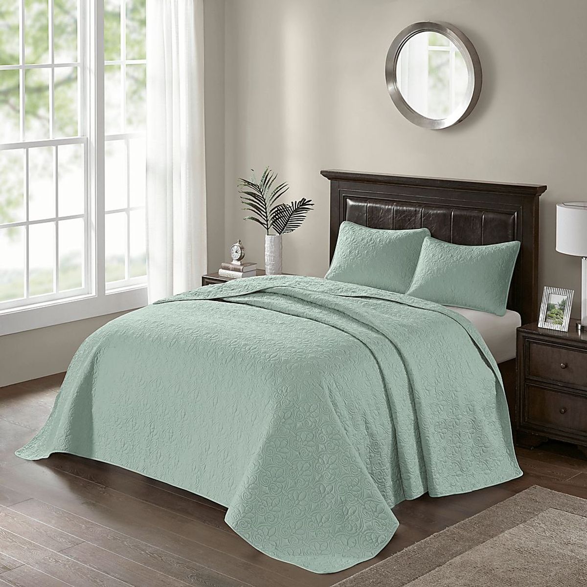 Toyah Seafoam Green 3 Pc King Bedspread Set