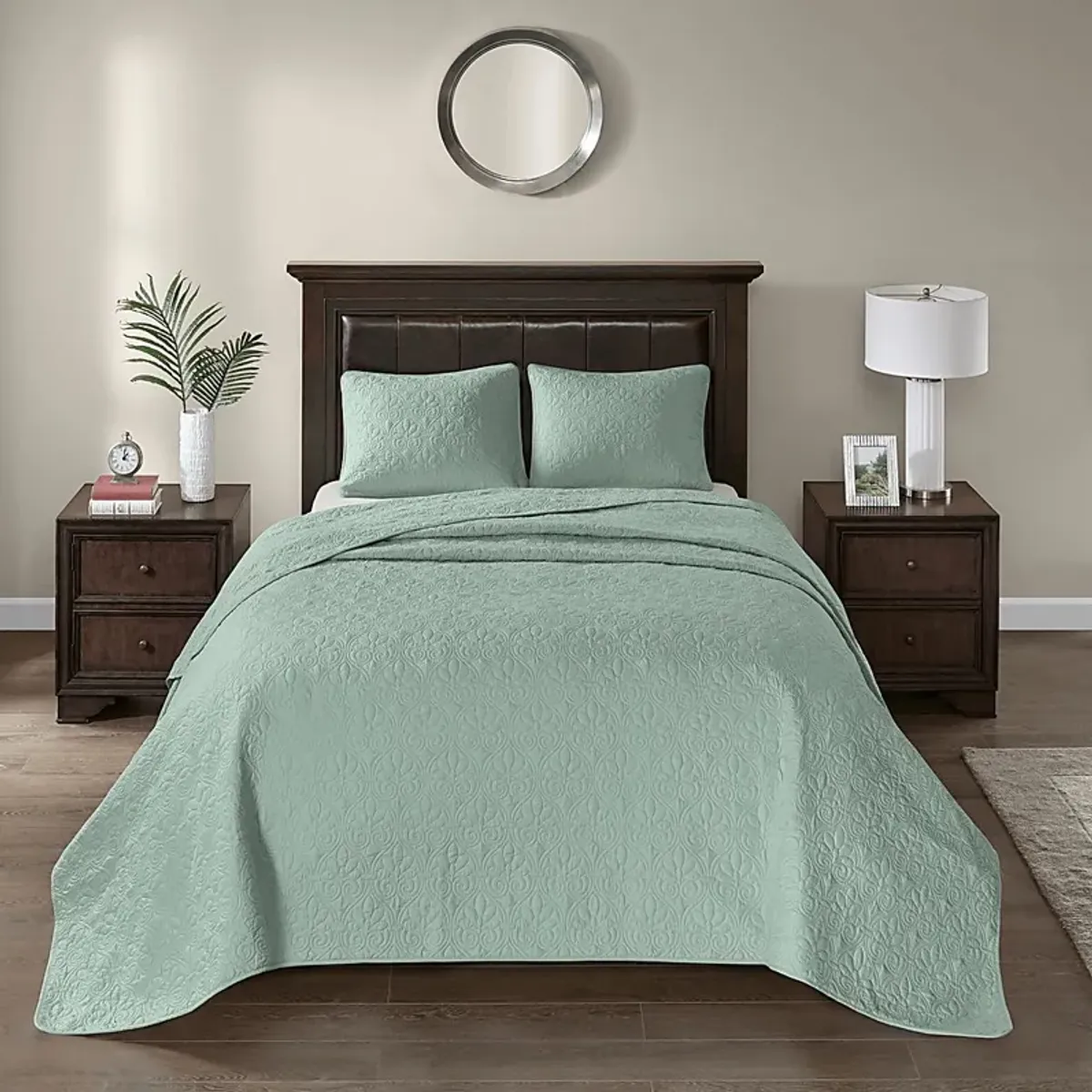 Toyah Seafoam Green 3 Pc King Bedspread Set