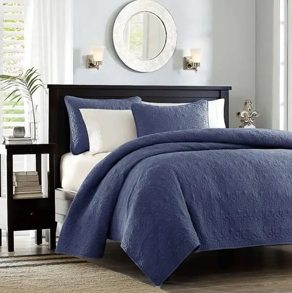 Toyah Navy 3 Pc King/California King Quilt Set