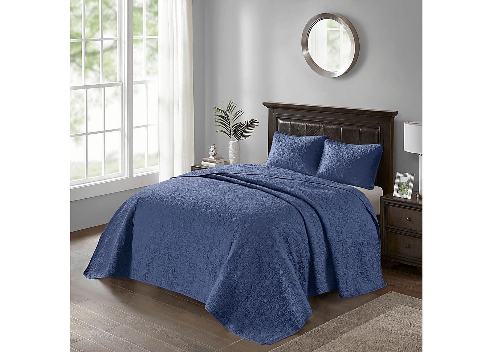 Toyah Navy 3 Pc Twin Bedspread Set