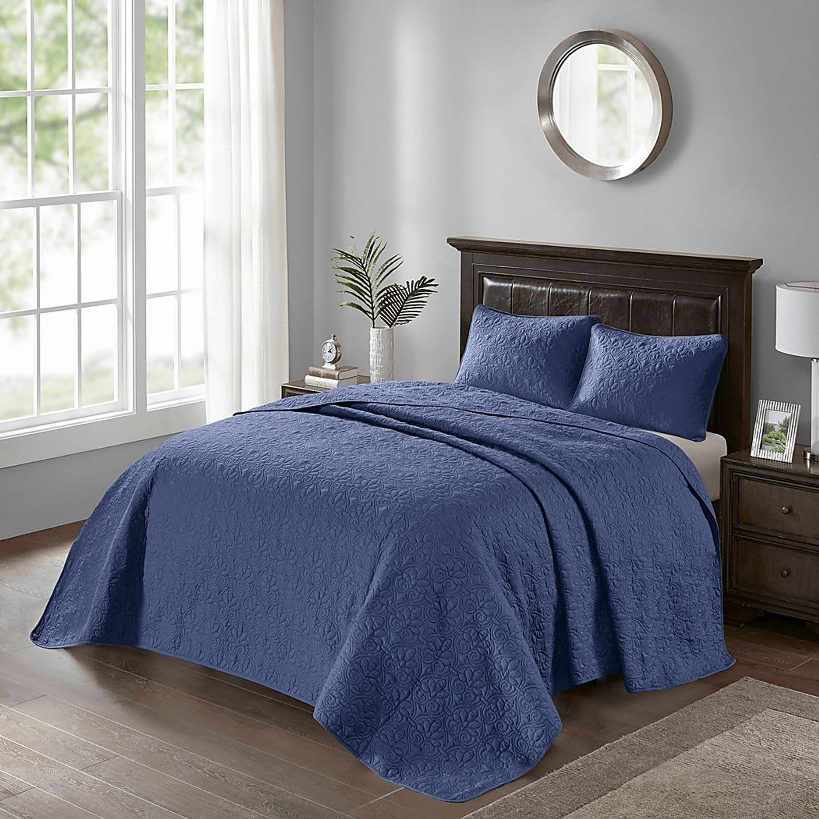 Toyah Navy 3 Pc Twin Bedspread Set