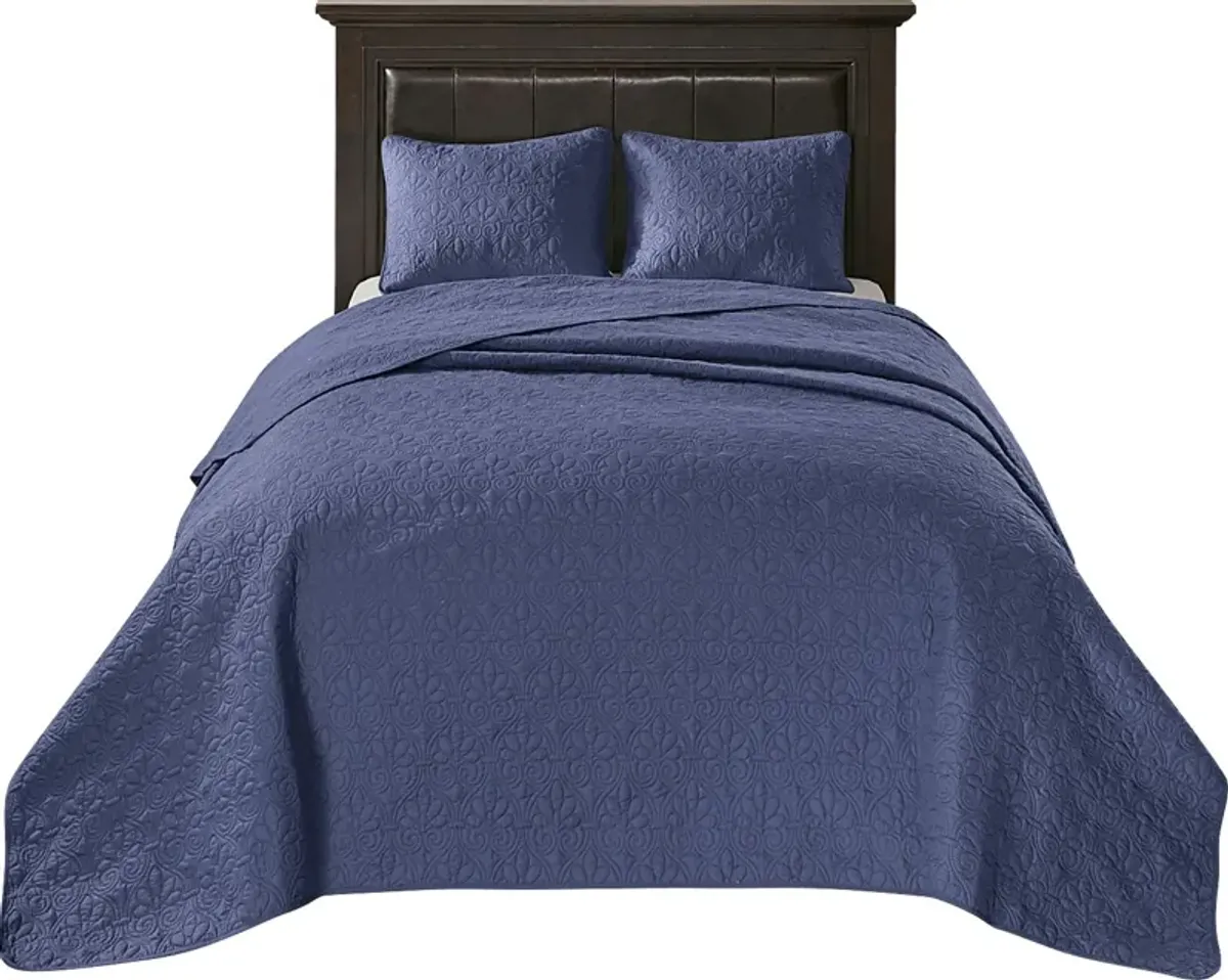 Toyah Navy 3 Pc Full Bedspread Set