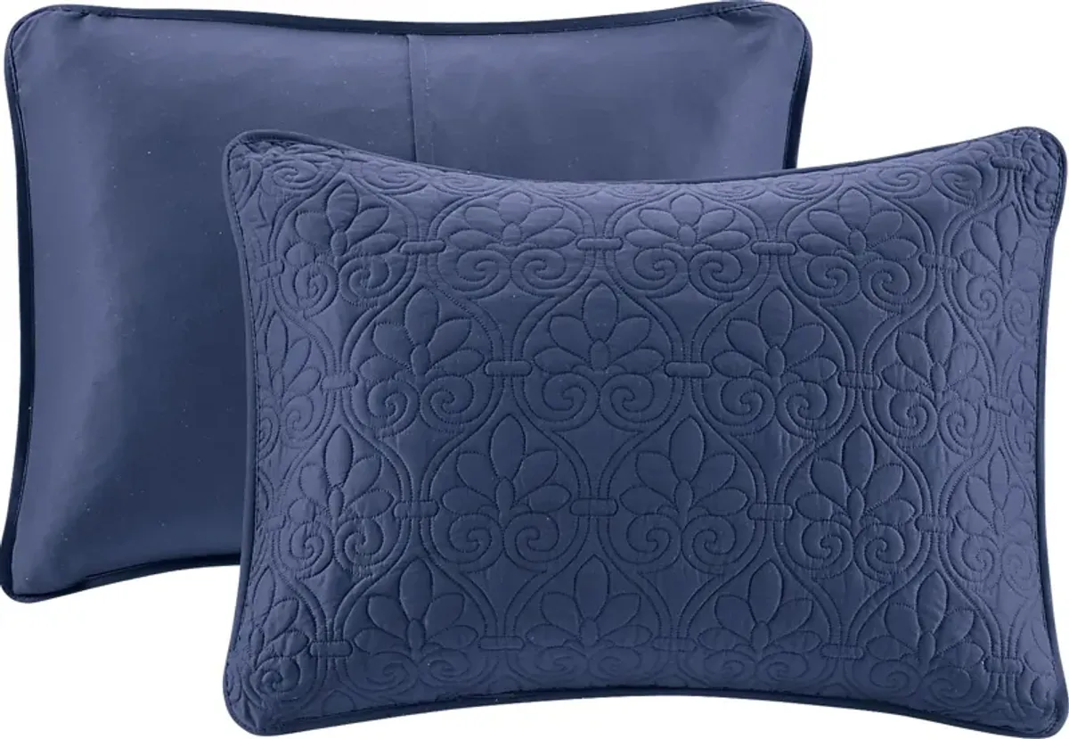 Toyah Navy 3 Pc Full Bedspread Set