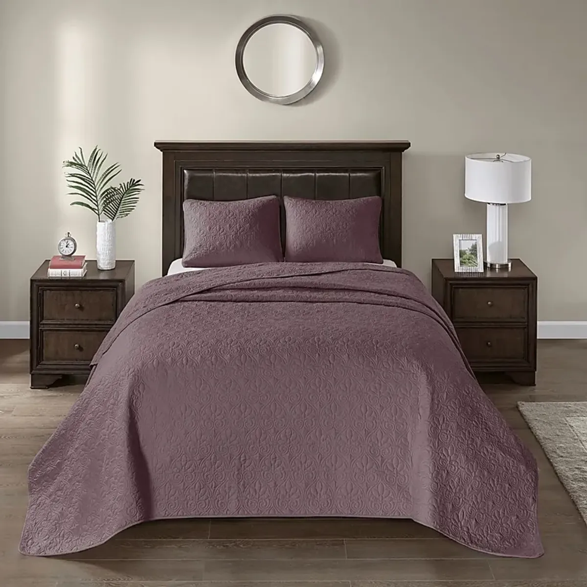 Toyah Purple 3 Pc Queen Bedspread Set