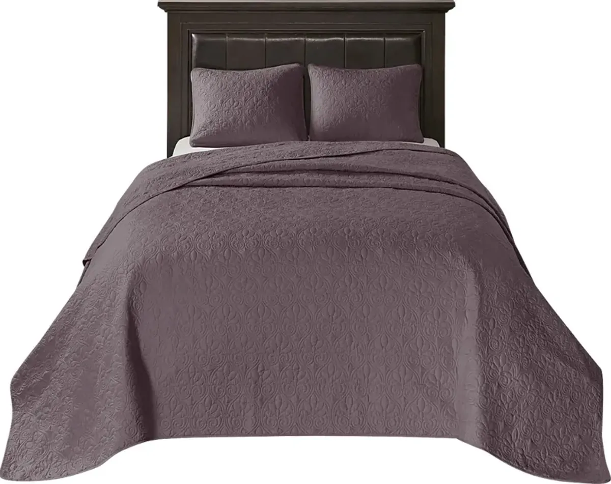 Toyah Purple 3 Pc Queen Bedspread Set