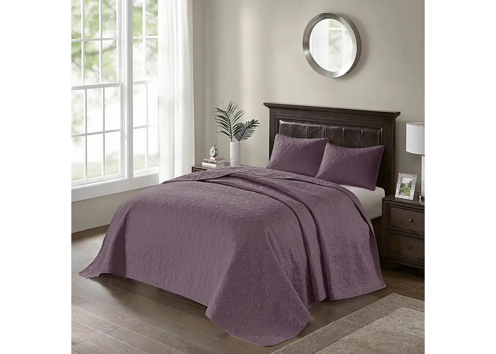 Toyah Purple 3 Pc Queen Bedspread Set