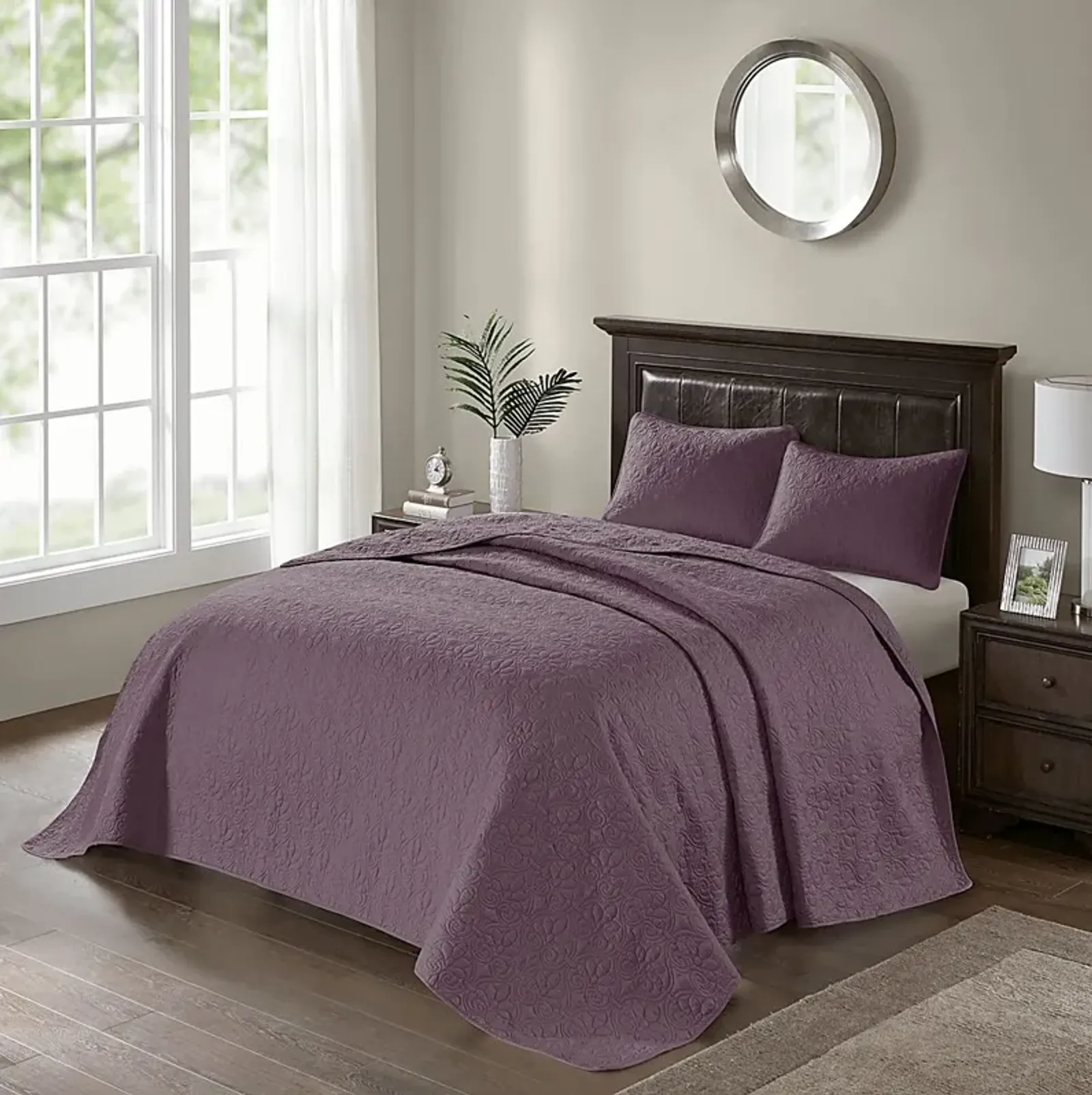 Toyah Purple 3 Pc Queen Bedspread Set