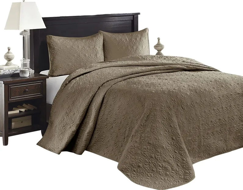 Toyah Mocha Brown 3 Pc King Bedspread Set