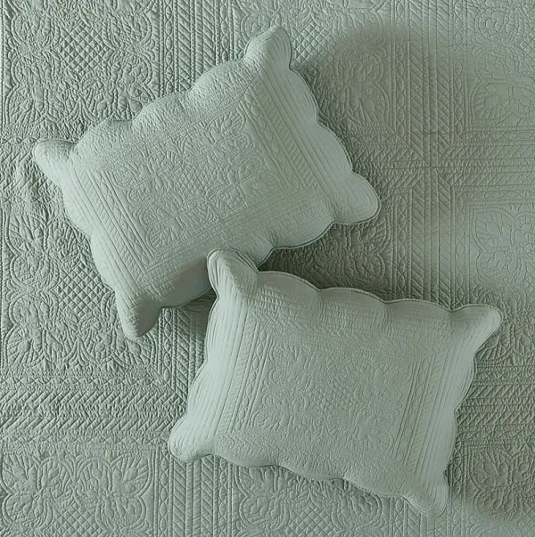Friendswood Seafoam Green 3 Pc Full/Queen Quilt Set