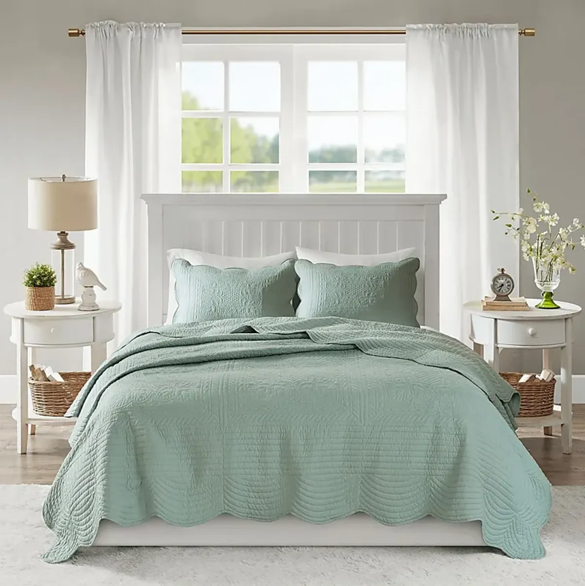 Friendswood Seafoam Green 3 Pc King/California King Quilt Set