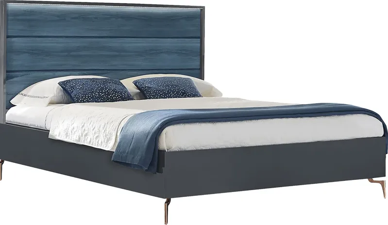 Esmedira Blue 3 Pc Queen Panel Bed
