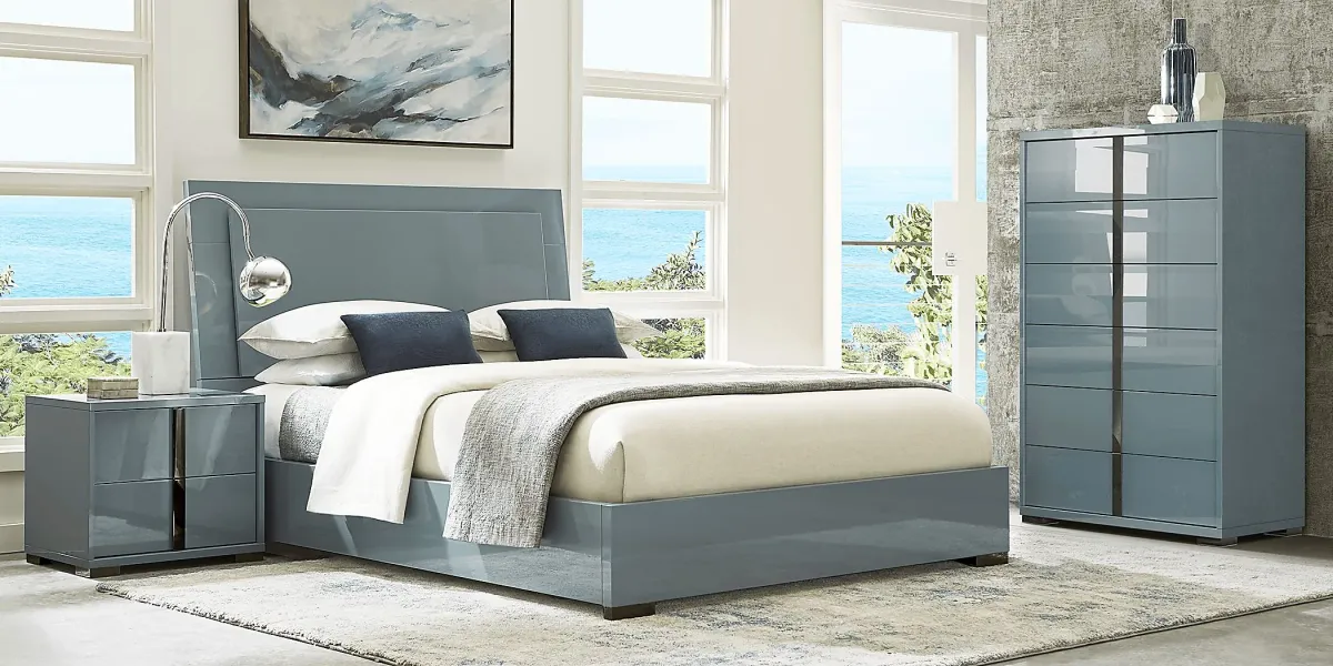 Luma Vista Blue 3 Pc Queen Bed