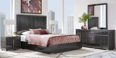 Luxe Point Black 3 Pc Queen Panel Bed