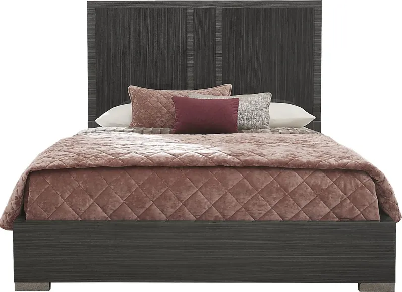 Luxe Point Black 3 Pc Queen Panel Bed