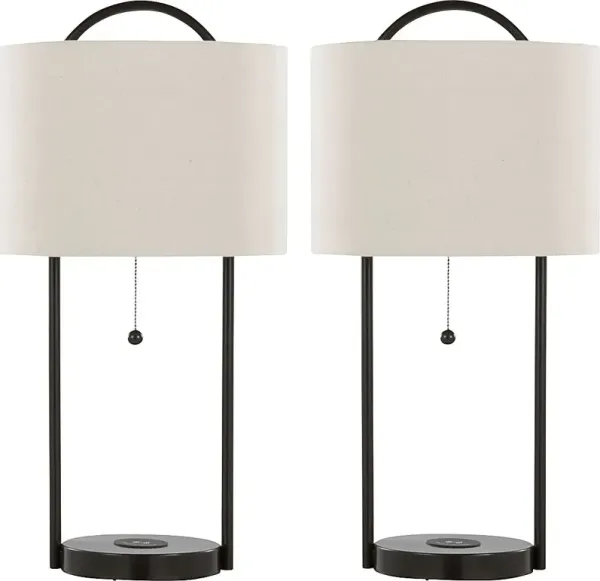 Ignatius Hollow Bronze Lamp, Set of 2